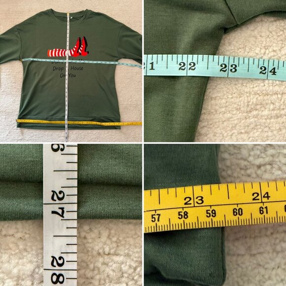 Dont Make Me Drop A House On You Sweatshirt XL Green Wizard Inspired Theater Top - Picture 4 of 10
